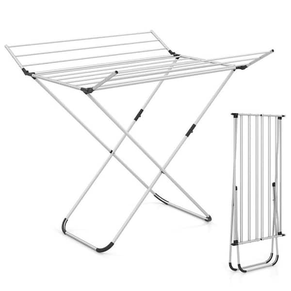 White 41 in. H x 37 in. W x 41 in. D Foldable Metal Free Standing Drying Rack with 2 Side Wings