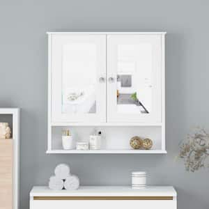 22 in. W x 23 in. H Rectangular Matte White Medicine Cabinet with Mirror