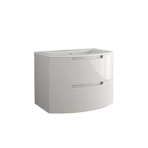 Oasi 39 in. Bath Vanity in Glossy White with Tekorlux Vanity Top in White with White Basin