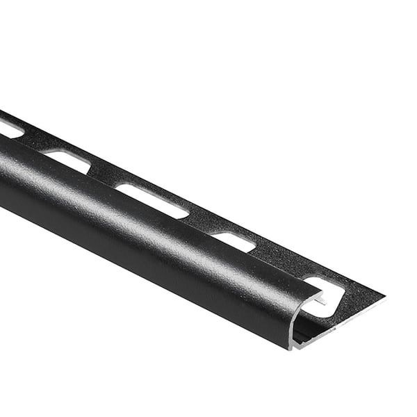 Schluter Rondec Matte Black 1/2 in. x 8 ft. 2-1/2 in. Color-Coated Aluminum Bullnose Tile Edging Trim