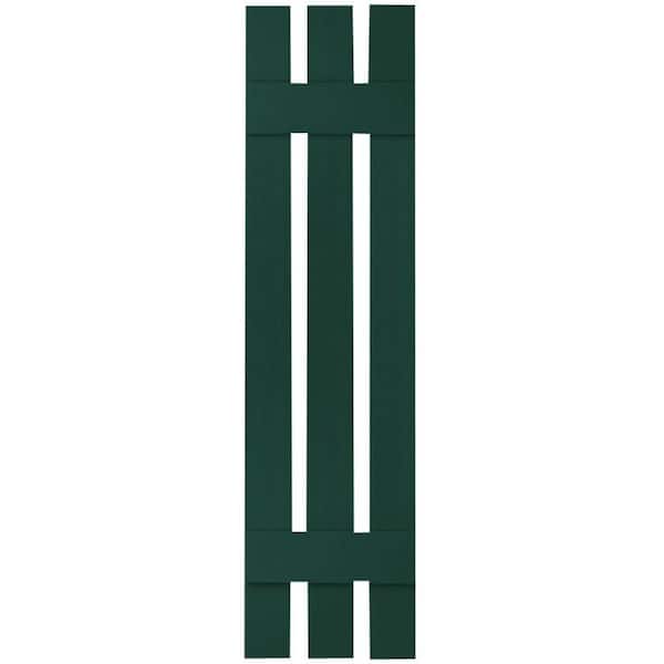 Ekena Millwork 12 in. x 39 in. Lifetime Vinyl Custom Three Board Spaced Board and Batten Shutters Pair Midnight Green
