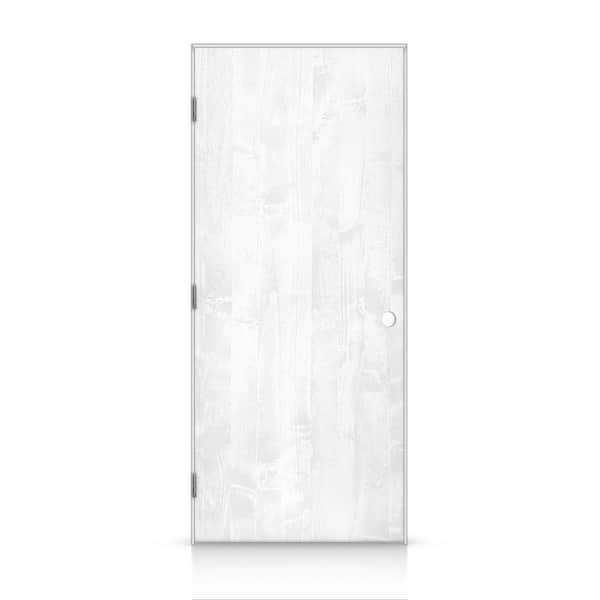CALHOME Flush Right-Handed Hollow-Core White Stained Pine Wood 30 in. x 80 in. Single Prehung Interior Door (Set of 4)