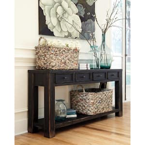 Gavelston 64 in. Black Rectangle MDF Console Table with Drawer