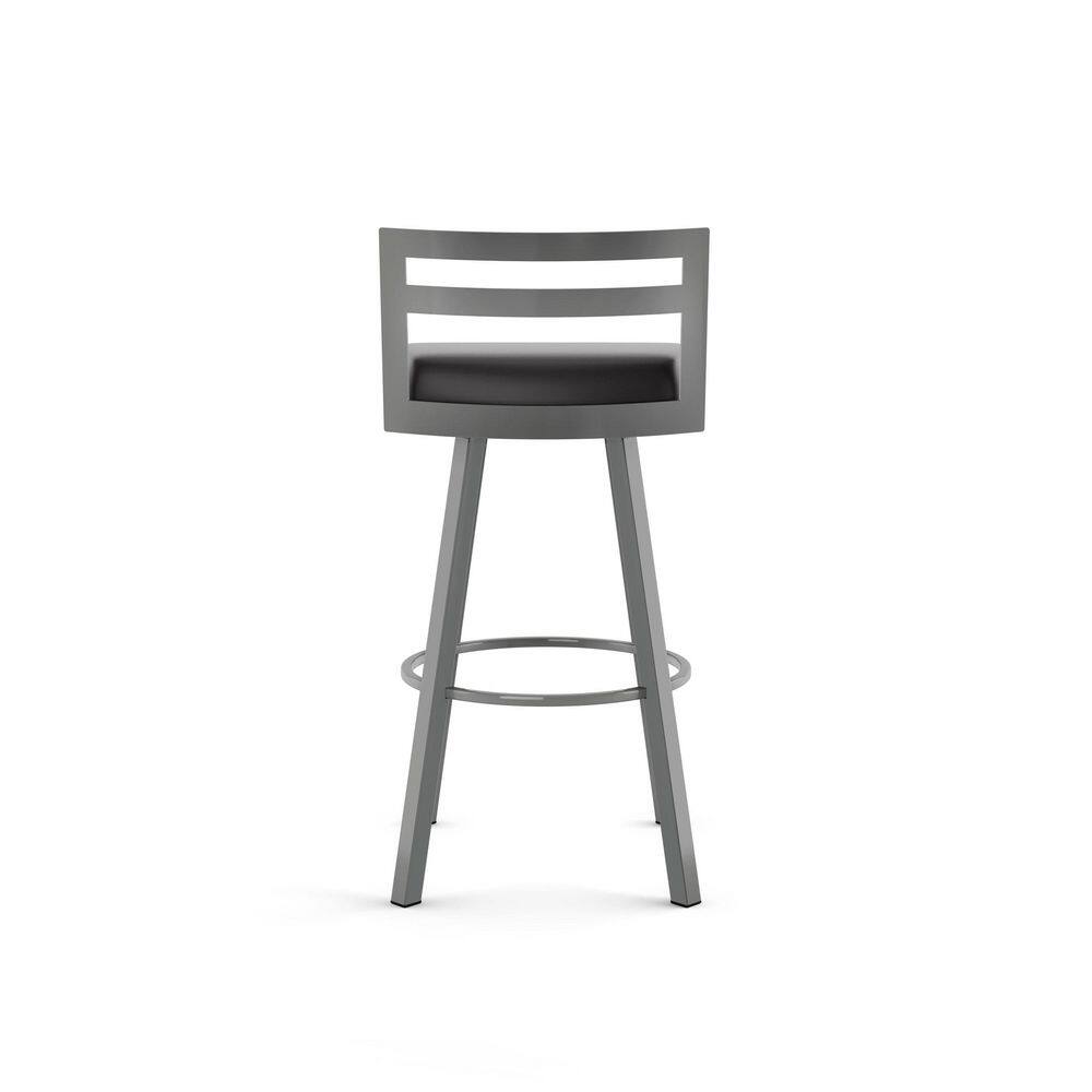 Derek Black Faux Leather Swivel Bar Stool with Metal Frame