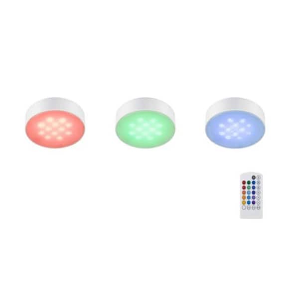 Commercial Electric 3 LED White RGB Color Changing Puck Light Kit for sale online 