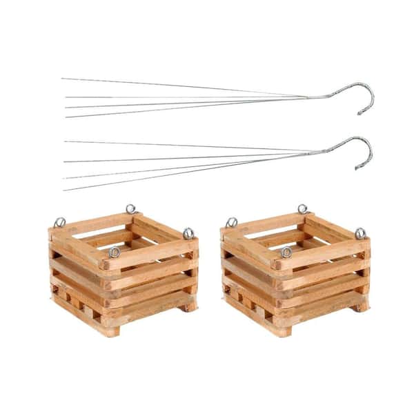 Better-Gro 8 in. Wooden Square Hanging Baskets (2-Pack)