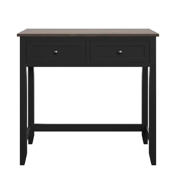 Twin Star Home 40 in. Rectangular Black Wood Secretary Desk with USB Charging Ports