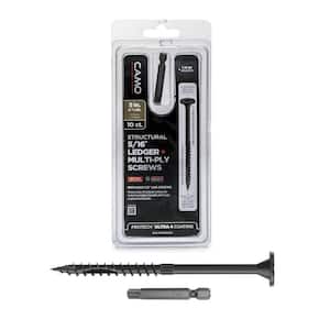 5/16 in. x 5 in. Star Drive Flat Head Multi-Purpose + Multi-Ply + Ledger Structural Wood Screw- Exterior Coat (10-Pack)