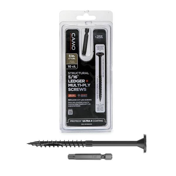 Structral Ledger CAMO 5/16 in. x 5 in. Star Drive Flat Head Multi-Purpose + Multi-Ply ...