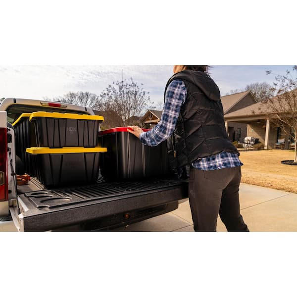 HDX - 27 Gal. Tough Storage Tote in Black and Red