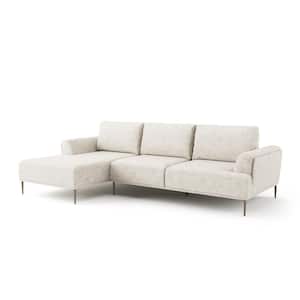 Orlandi 114 in. Flared Arm 1-Piece Chenille L-Shaped Sectional Sofa in Light Brown With Extendable Backrest Left Facing