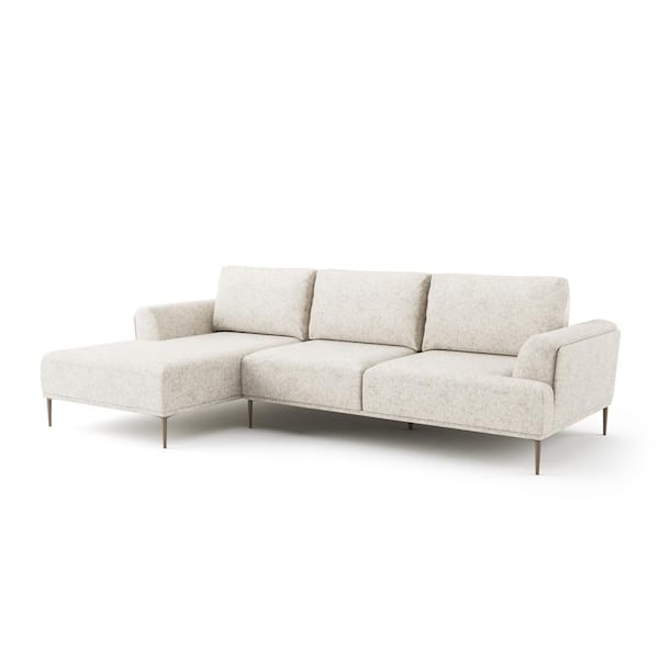 Orlandi 114 in. Flared Arm 1-Piece Chenille L-Shaped Sectional Sofa in Light Brown with Extendable Backrest Left Facing