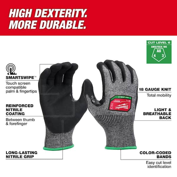 maosh 　48サイズ Milwaukee X-Large High Dexterity Cut 6 Resistant Nitrile Dipped