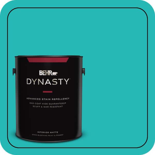 BEHR DYNASTY 1 gal. #MQ4-21 Caicos Turquoise One-Coat Hide Matte Interior Stain-Blocking Paint & Primer