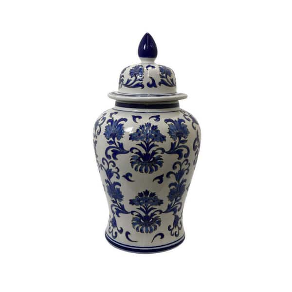 Benjara Ceramic Jar with Floral Design