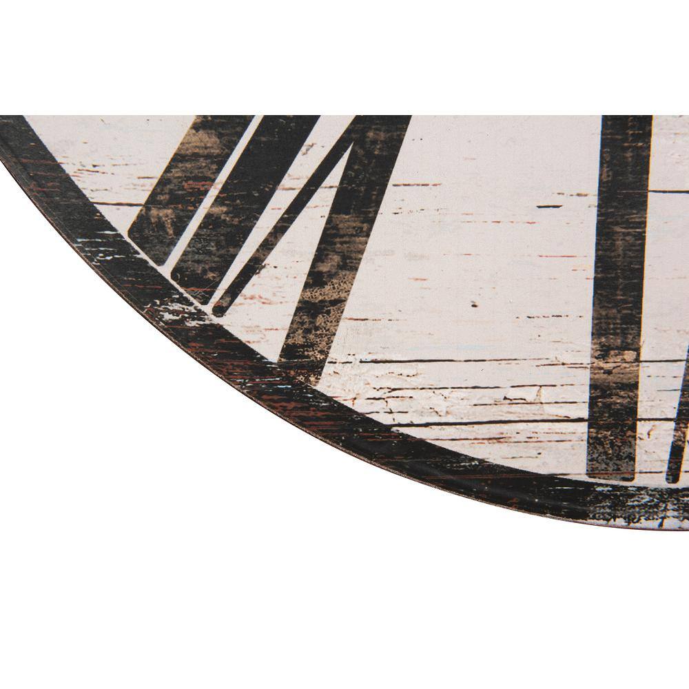 Distressed White and Gray Oval Wood Wall Clock with Roman Numerals