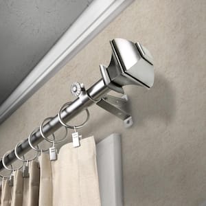 13/16" Dia Adjustable 20"-36", 38"-72" Bay Window Curtain Rod with Julianna Finials in Satin Nickel