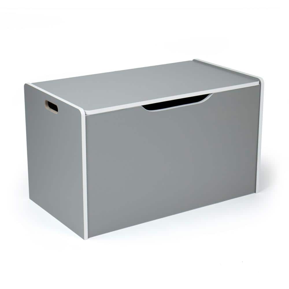 Grey and White Hinged Toy Storage Chest with Lid