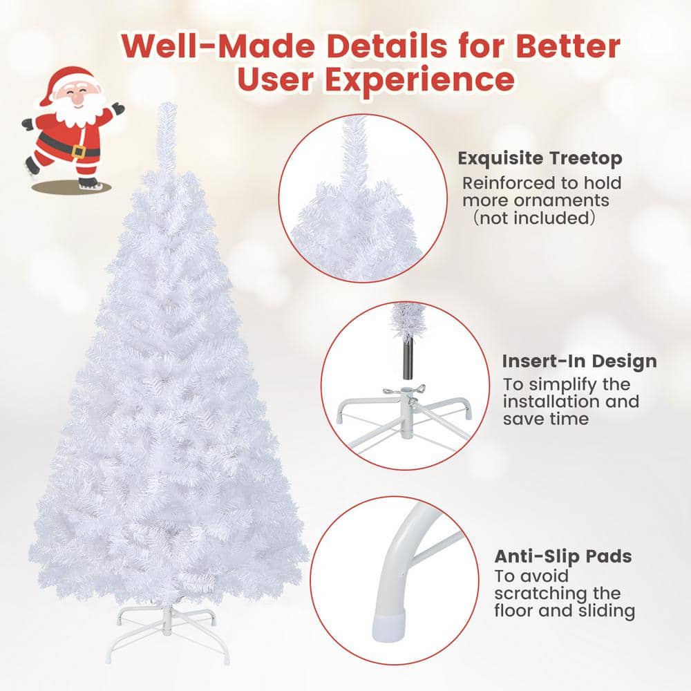 5 ft White PVC Pine Christmas Tree with Metal Stand