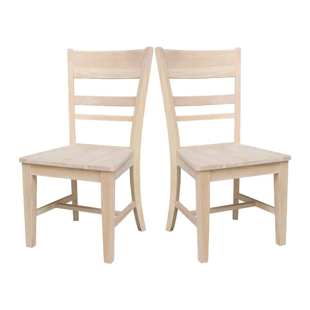 Eco-Friendly Solid Parawood Ladderback Dining Side Chairs, Set of 2