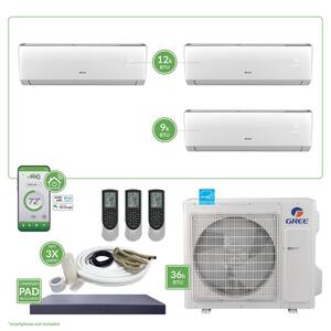 Gen3 Smart Home Triple-Zone 34,000 BTU 3 Ton Ductless Mini Split Air Conditioner with Heat, Inverter, Remote - 230-Volt