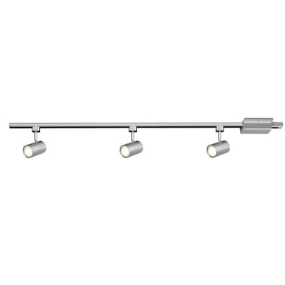 4-ft. 3-Light Brushed Nickel Integrated LED Linear Track Lighting Kit with Mini Cylinder Track Heads