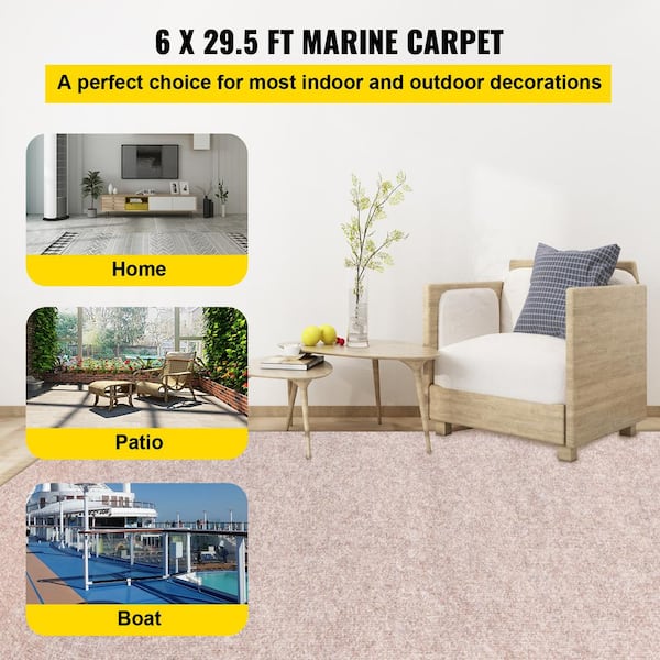 VEVOR Gray Marine Carpet 6 ft x 36 ft, Boat Carpet Rugs, Indoor