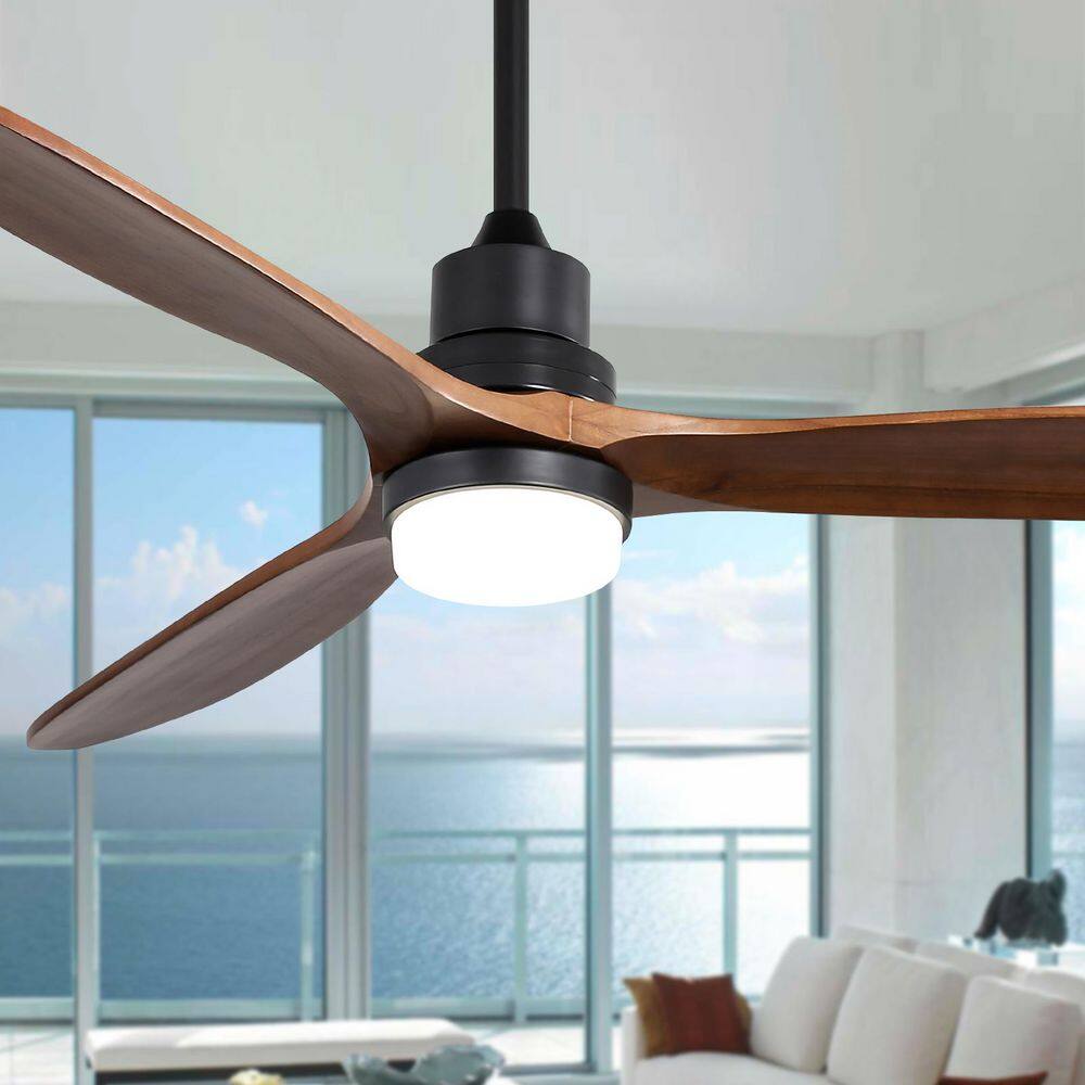 60 in. Indoor Integrated LED Brown Ceiling Fan Lighting with Adjustable Downrod price history on PriceWatchPro