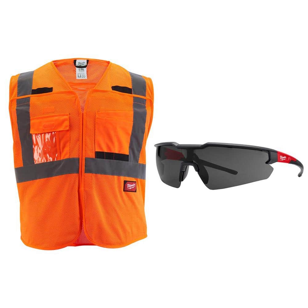 Large/X-Large Orange Class 2 Breakaway Mesh High Vis Safety Vest with 9-Pockets and Tinted Anti Scratch Safety Glasses price history on PriceWatchPro