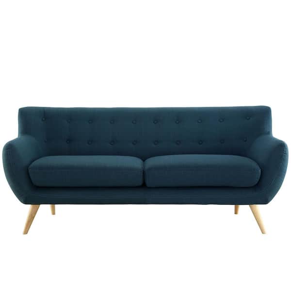MODWAY Remark 74 in. Azure Polyester 3-Seater Tuxedo Sofa with Square Arms