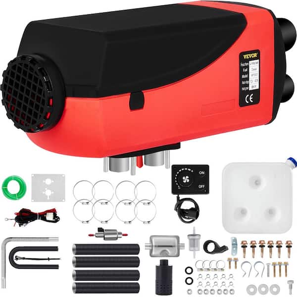 VEVOR Diesel Air Heater All in One 12V 8KW,Mini Diesel Parking with Black  LCD Switch & Silencer & Remote Control,Fast Heating for Car Bus Truck Boat  Trailer Motorhomes Engineering Vehicles (Red) 