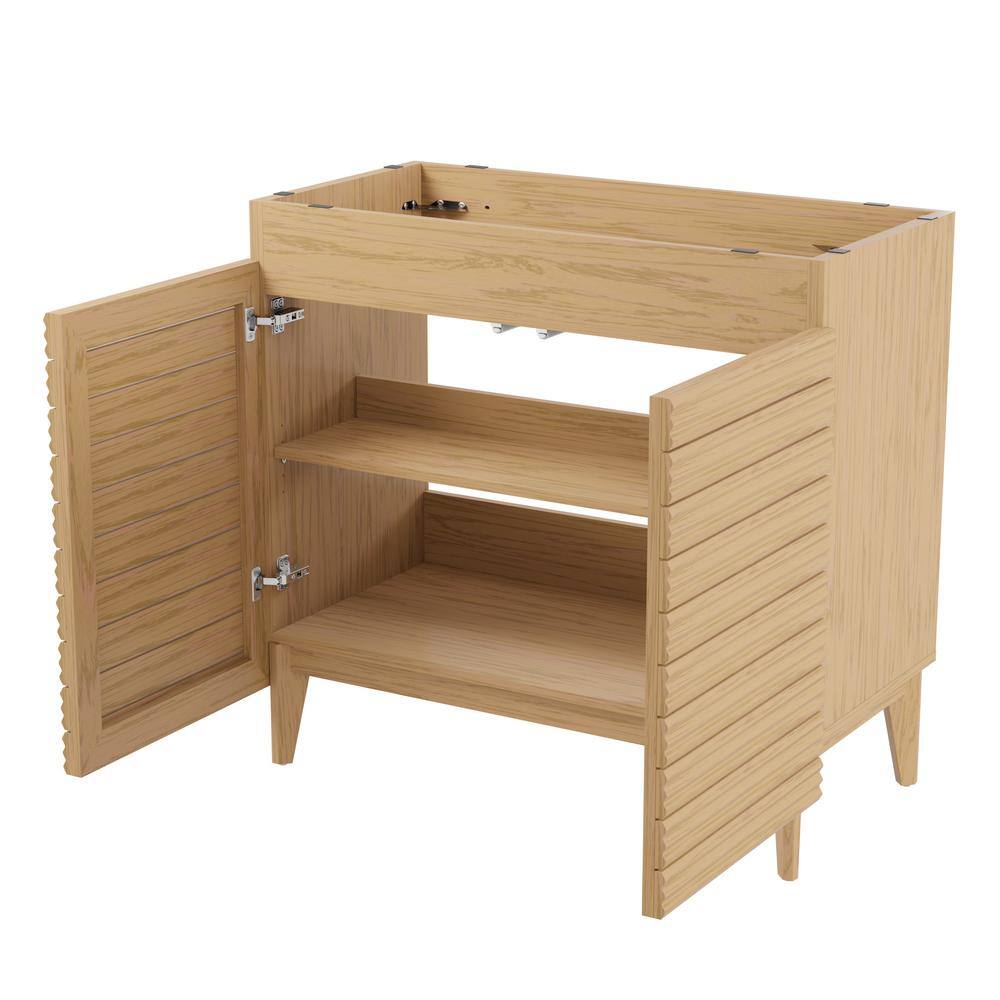 Calandre 36" Oak Slat Modern Farmhouse Bath Vanity Cabinet