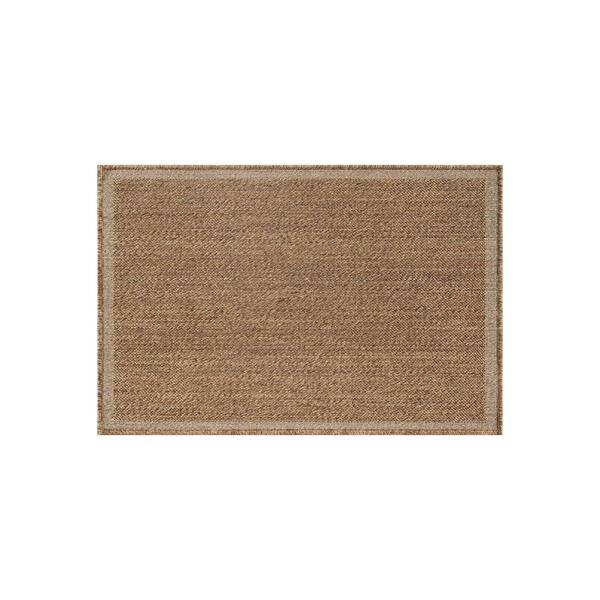 Border Sand/Natural Easy-Care Jute-Style Indoor/Outdoor Flat Woven Area Rug 2 ft. x 3 ft. Sand