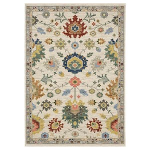 Lavista Ivory/Multi-Colored 2 ft. x 6 ft. Traditional Oriental Floral Wool/Nylon Blend Indoor Runner Area Rug