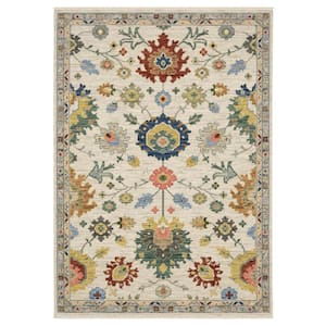 Lavista Ivory/Multi-Colored 10 ft. x 13 ft. Traditional Oriental Floral Wool/Nylon Blend Indoor Area Rug