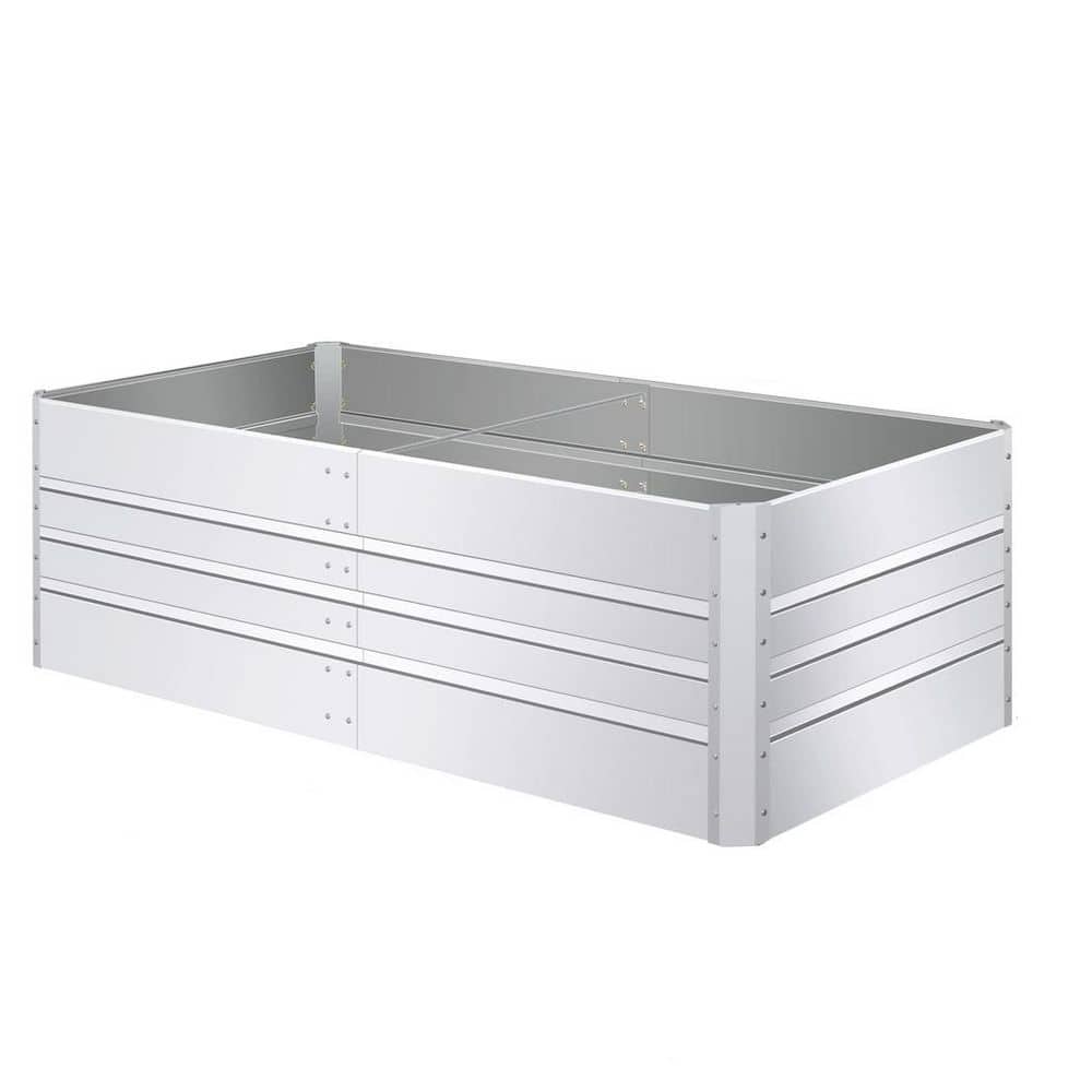 6 ft. x 3 ft. x 2 ft. Outdoor Silver Metal Raised Garden Bed Kit, Garden Pl