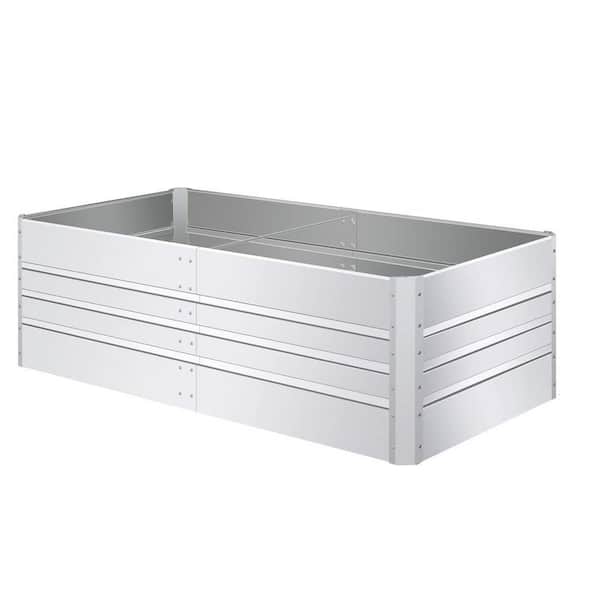 Unbranded 6 ft. x 3 ft. x 2 ft. Outdoor Silver Metal Raised Garden Bed Kit, Garden Planter Box for Planting Vegetables, Flowers