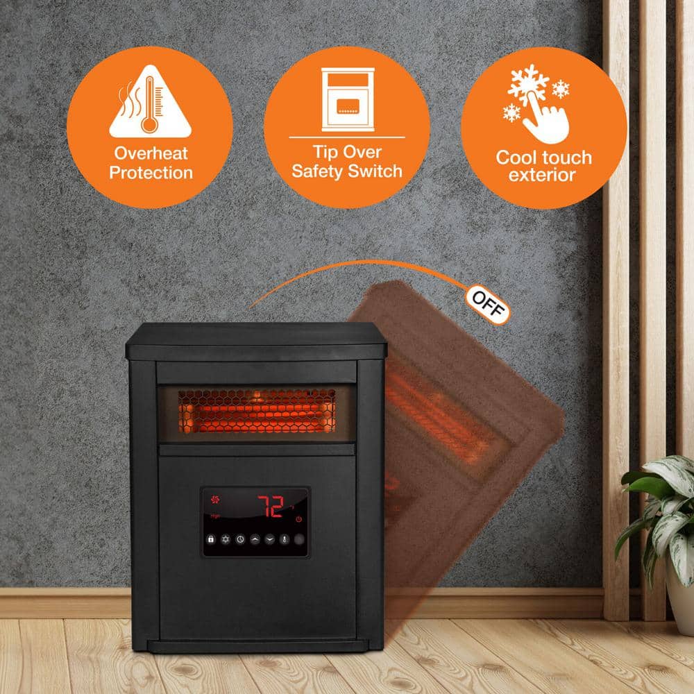 16-Inch Black Steel Infrared Heater with LED Display