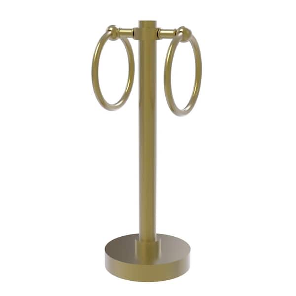 Allied Brass Vanity Freestanding Top 2-Towel Ring Guest Towel Holder in Satin Brass