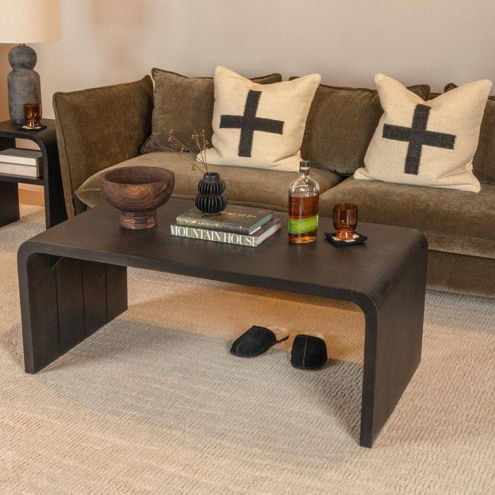 45 in Black Mango Wood Waterfall Edge Coffee Table