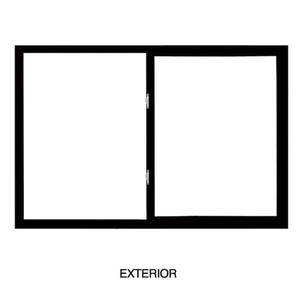 Premium WX 35.5 in. W x 23.5 in H XO Left-Handed Black Ext Vinyl, ProSolar Shade Low E Argon Glass Slider Window