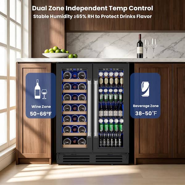 Anlicho 23.4 in. Dual Zone 21-Bottles and 88-Cans Built-in