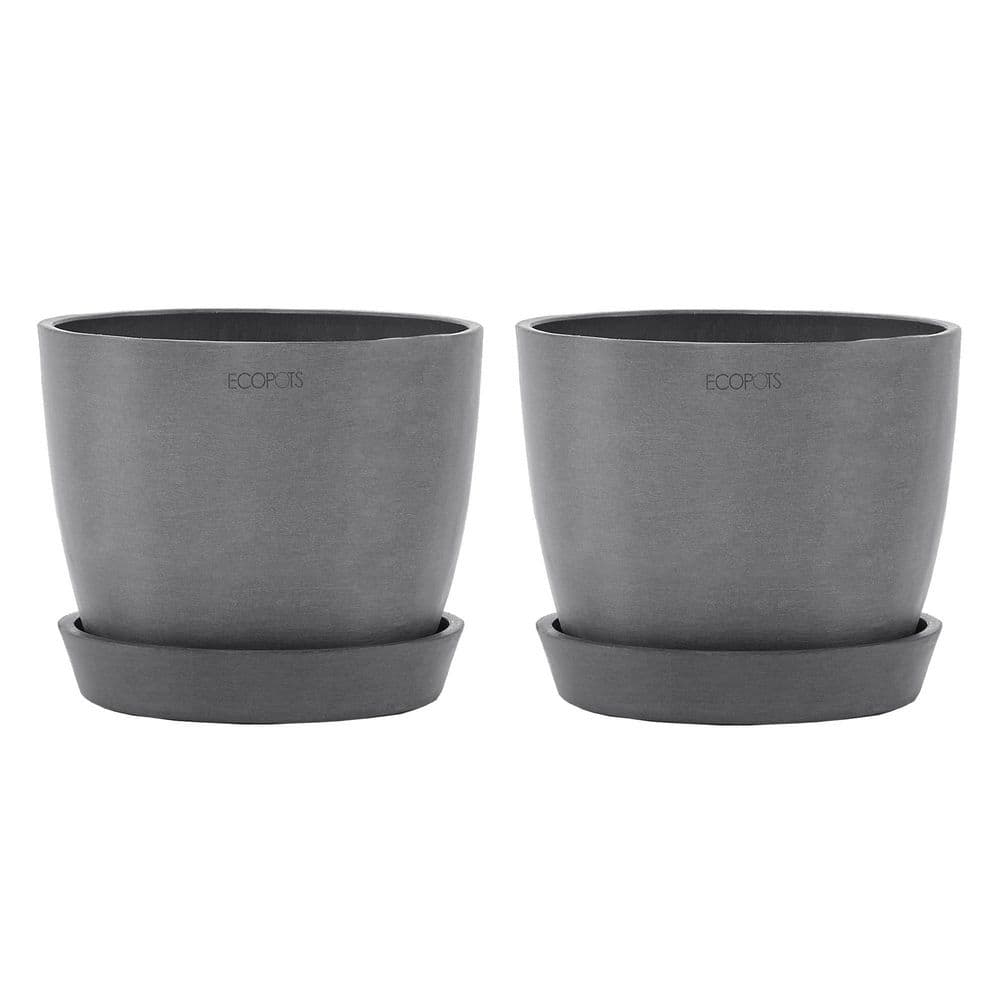 O ECOPOTS BY Home Plastic in. Depot STLH6GRAY - Planter with (2-Pack) The Sustainable Gray 6 Stockholm TPC Premium Saucer
