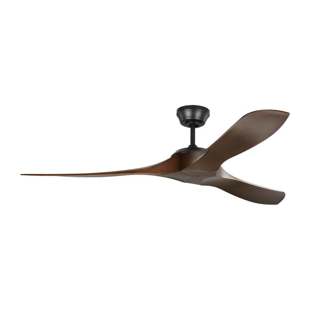 Hampton Bay Hartney 60 in. Indoor/Covered Outdoor Midnight Black Ceiling Fan with Dark Walnut