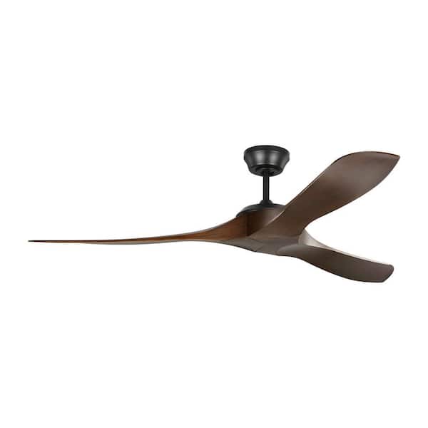 Hartney 60 in. Indoor/Covered Outdoor Midnight Black Ceiling Fan with Dark Walnut Blades Powered by Hubspace