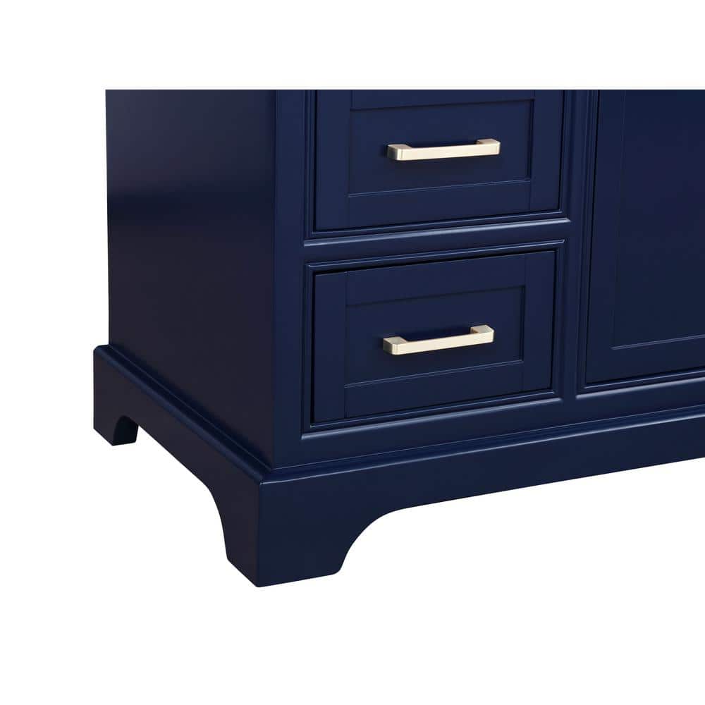 Elegant Blue Solid Wood and MDF Single Bathroom Vanity with Marble Top