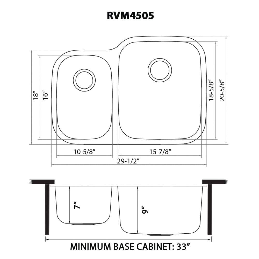 Ruvati 31" Stainless Steel Double Bowl Undermount Kitchen Sink