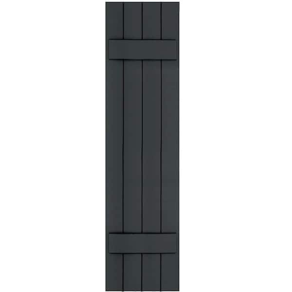 Winworks Wood Composite 15 in. x 61 in. Board & Batten Shutters Pair #632 Black