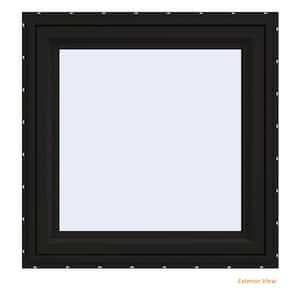 30 in. x 30 in. V-4500 Series Black Exterior/White Interior FiniShield Vinyl Left-Handed Casement Window w/Mesh Screen