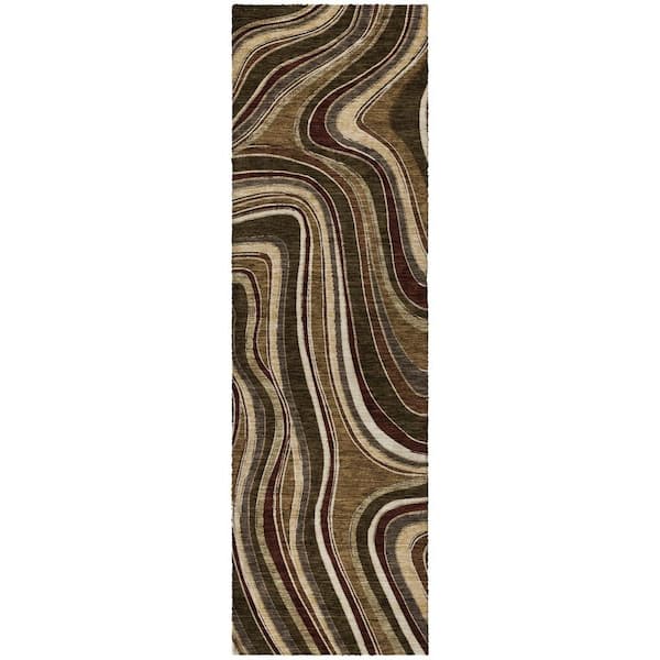 Dream Shag Premium Machine Washable Abstract ADS756 Fudge 2 ft. x 7 ft. Runner Rug